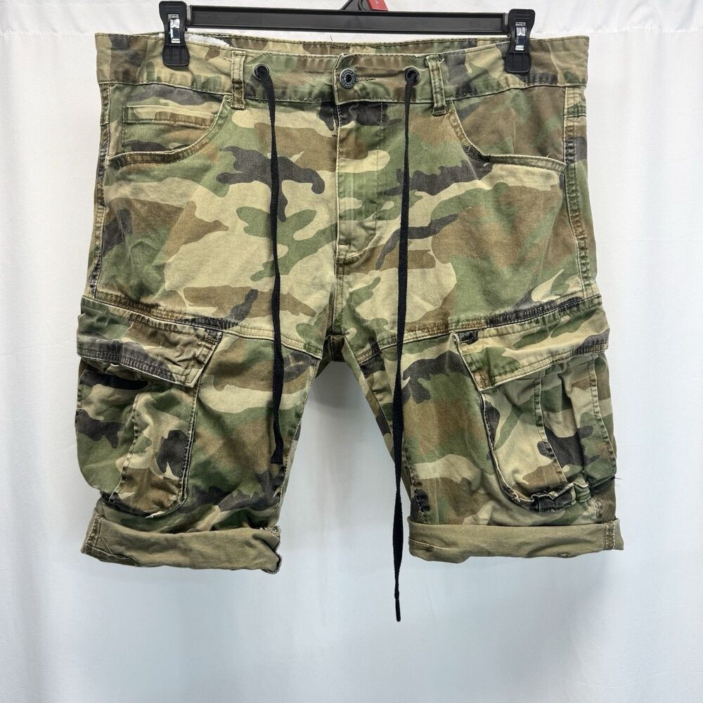 Smoke Rise Cargo Shorts Mens 38 Camo 13” Inseam Utility Jorts Twill Gorpcore - Picture 6 of 12